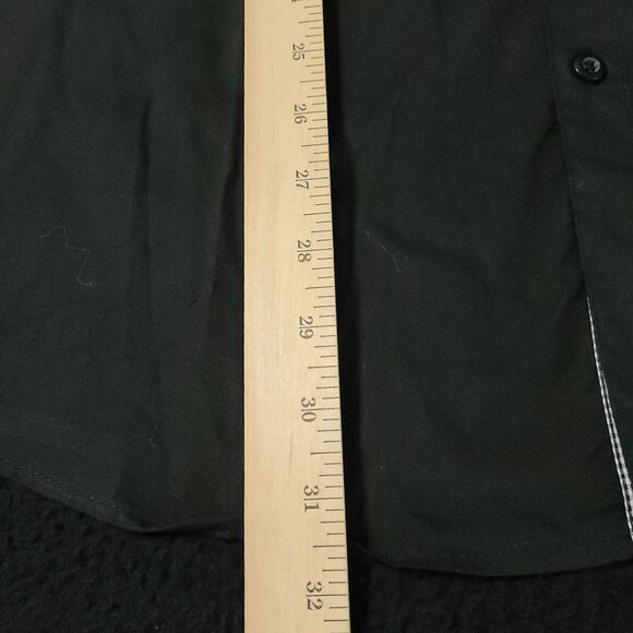NWT Galaxy Mens Button Up Shirt Black Size 2XL Short Sleeve Black Slim Fit Point - Picture 5 of 12